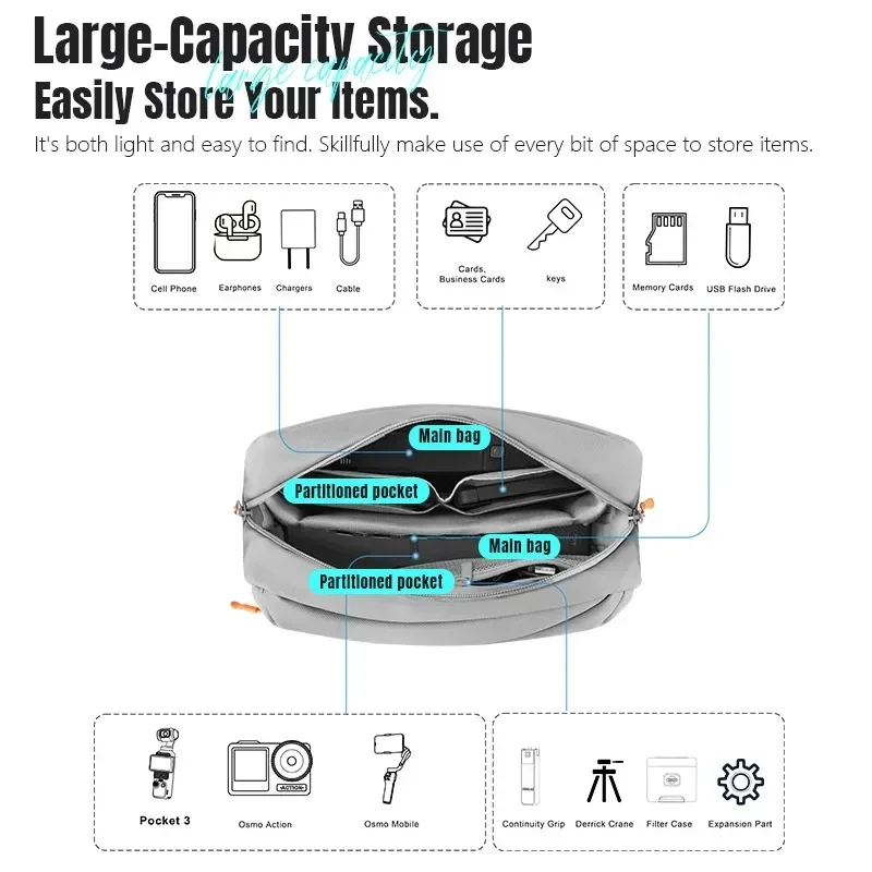 Camera Storage Bag Waterproof Large Capacity Cross-body Bag For DJI Pocket 3/Action 4/5 Pro/Insta360 X5 X4 Accessories
Camera Storage Bag Waterproof Large Capacity Cross-body Bag For DJI Pocket 3/Action 4/5 Pro/Insta360 X5 X4 Accessories