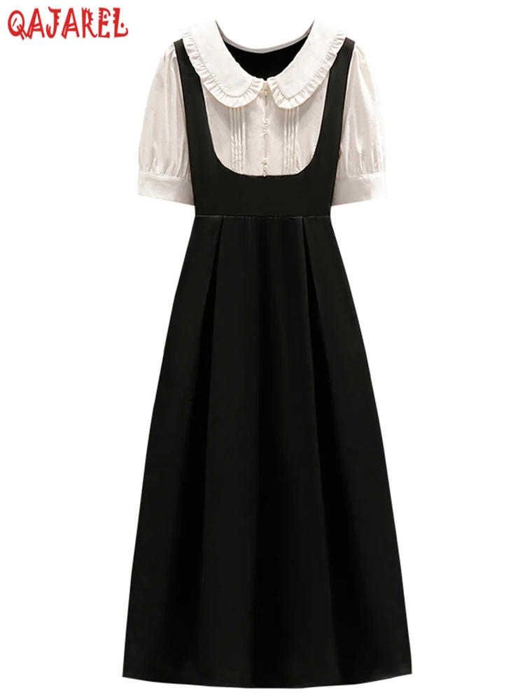 Korean Fashion Doll Collar Patchwork Casual Midi Dress 2024 Summer New Elegant Bodycon Chic Dress Hepburm Vintage Evening Dress
Korean Fashion Doll Collar Patchwork Casual Midi Dress 2024 Summer New Elegant Bodycon Chic Dress Hepburm Vintage Evening Dress