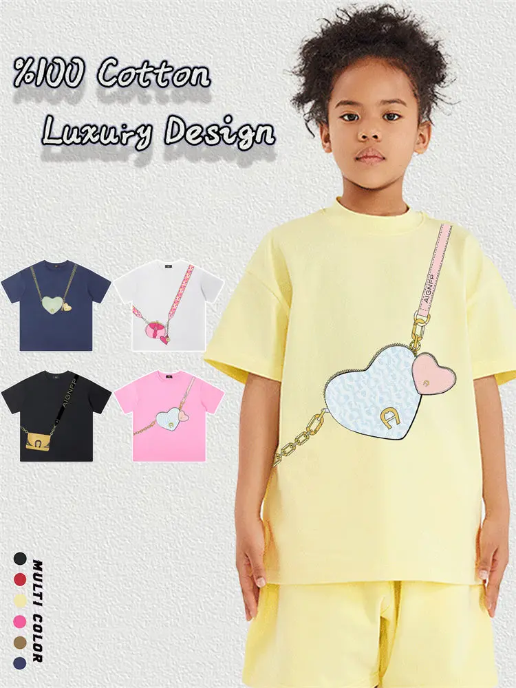 Cute Fun Prints T-shirt Child Girls Summer Clothes 2025 Hot Sale Fashion Heart Shoulder Bag Print Tees Kids Short sleeve Tops
Cute Fun Prints T-shirt Child Girls Summer Clothes 2025 Hot Sale Fashion Heart Shoulder Bag Print Tees Kids Short sleeve Tops
