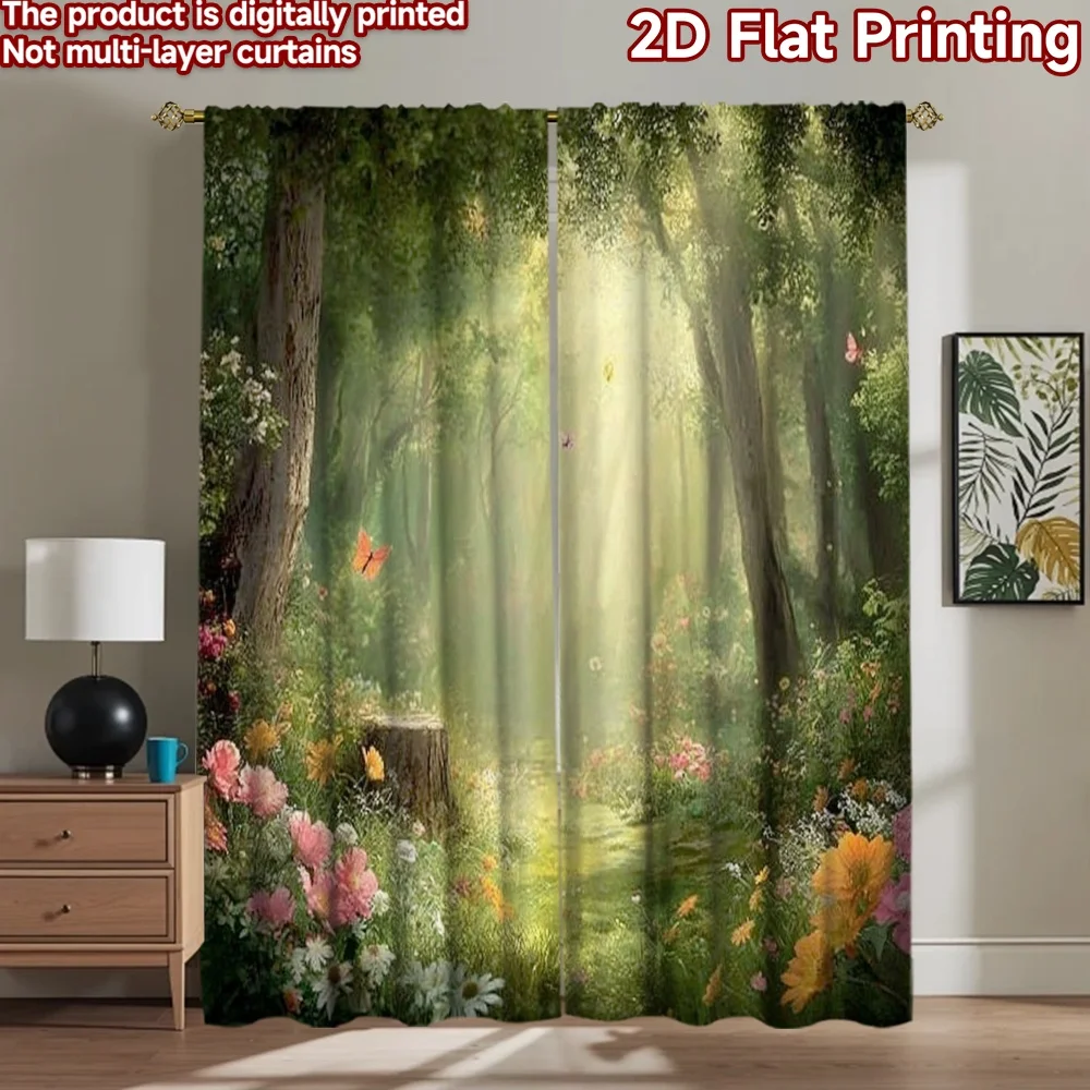 2D flat printing 2pcs Window Curtains Enchanted Forest Butterflies Sunlight Meadow Digital Printed Polyester Drapes Seasonal
2D flat printing 2pcs Window Curtains Enchanted Forest Butterflies Sunlight Meadow Digital Printed Polyester Drapes Seasonal