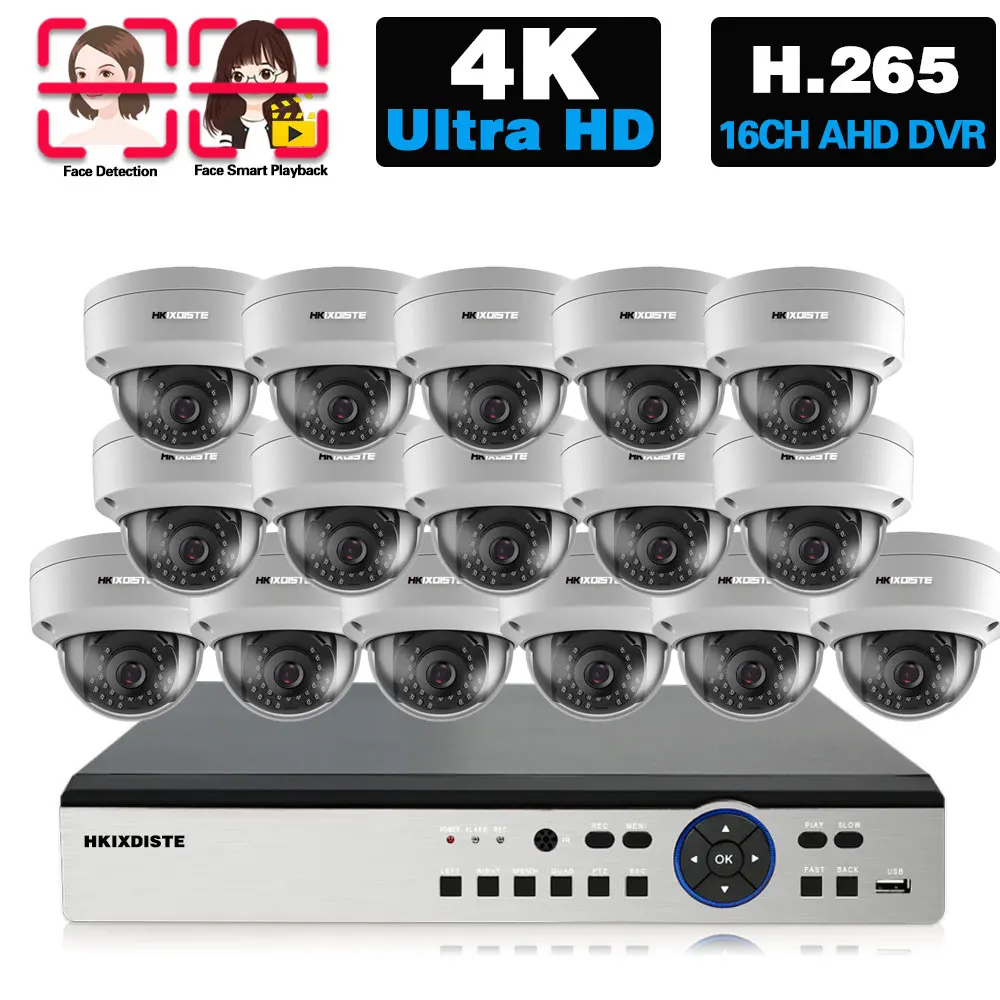 4K Ultra HD AHD Camera Video Surveillance Kit 8MP 16CH DVR Kit Outdoor Waterproof Home CCTV Dome Security Camera System Set 8CH
4K Ultra HD AHD Camera Video Surveillance Kit 8MP 16CH DVR Kit Outdoor Waterproof Home CCTV Dome Security Camera System Set 8CH