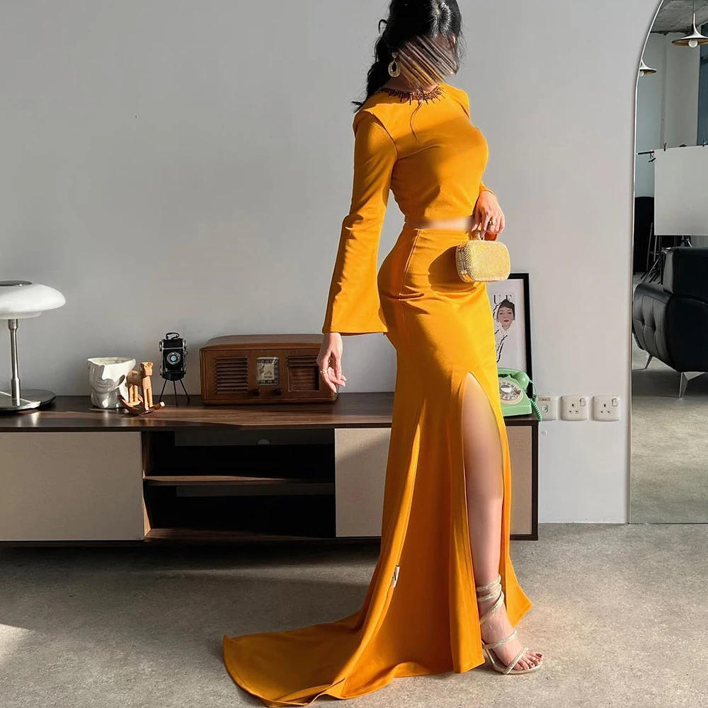 Long Sleeves Jersey Straight O-neck Floor Length Evening Dress Elegant Solid Color Pleats Crystal Court Train Party Gowns Simple
Long Sleeves Jersey Straight O-neck Floor Length Evening Dress Elegant Solid Color Pleats Crystal Court Train Party Gowns Simple