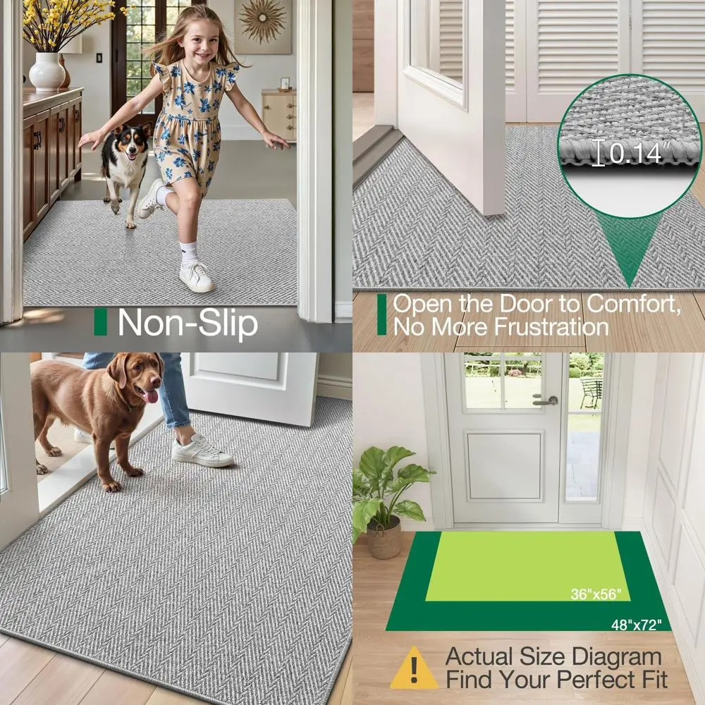 Slim Indoor Door Mat, 48x72, Anti-Slip Entryway Rug, Low Profile, Herringbone Pattern, Suitable for Home, Patio, Porch, Gray
Slim Indoor Door Mat, 48x72, Anti-Slip Entryway Rug, Low Profile, Herringbone Pattern, Suitable for Home, Patio, Porch, Gray