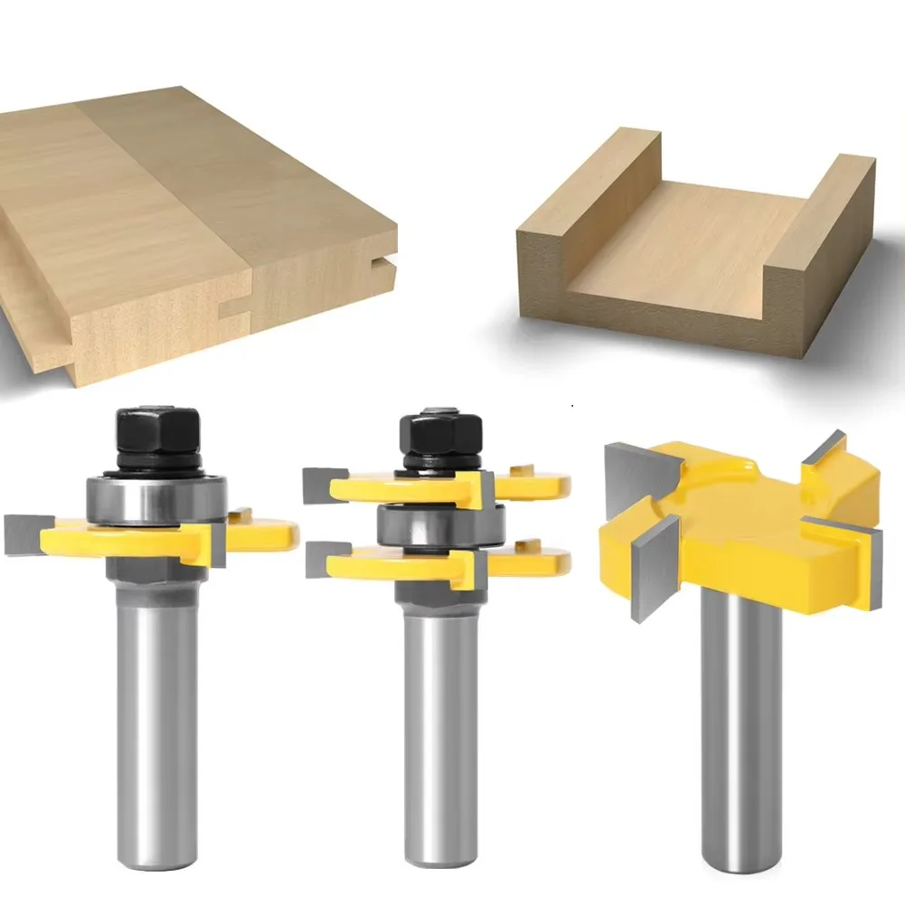 3PC/Set 1/2" 12.7MM 12MM Shank Milling Cutter Wood Carving Tongue & Groove Joint Assemble Router Bits 3/4" stock T-Slot Tenon
3PC/Set 1/2" 12.7MM 12MM Shank Milling Cutter Wood Carving Tongue & Groove Joint Assemble Router Bits 3/4" stock T-Slot Tenon