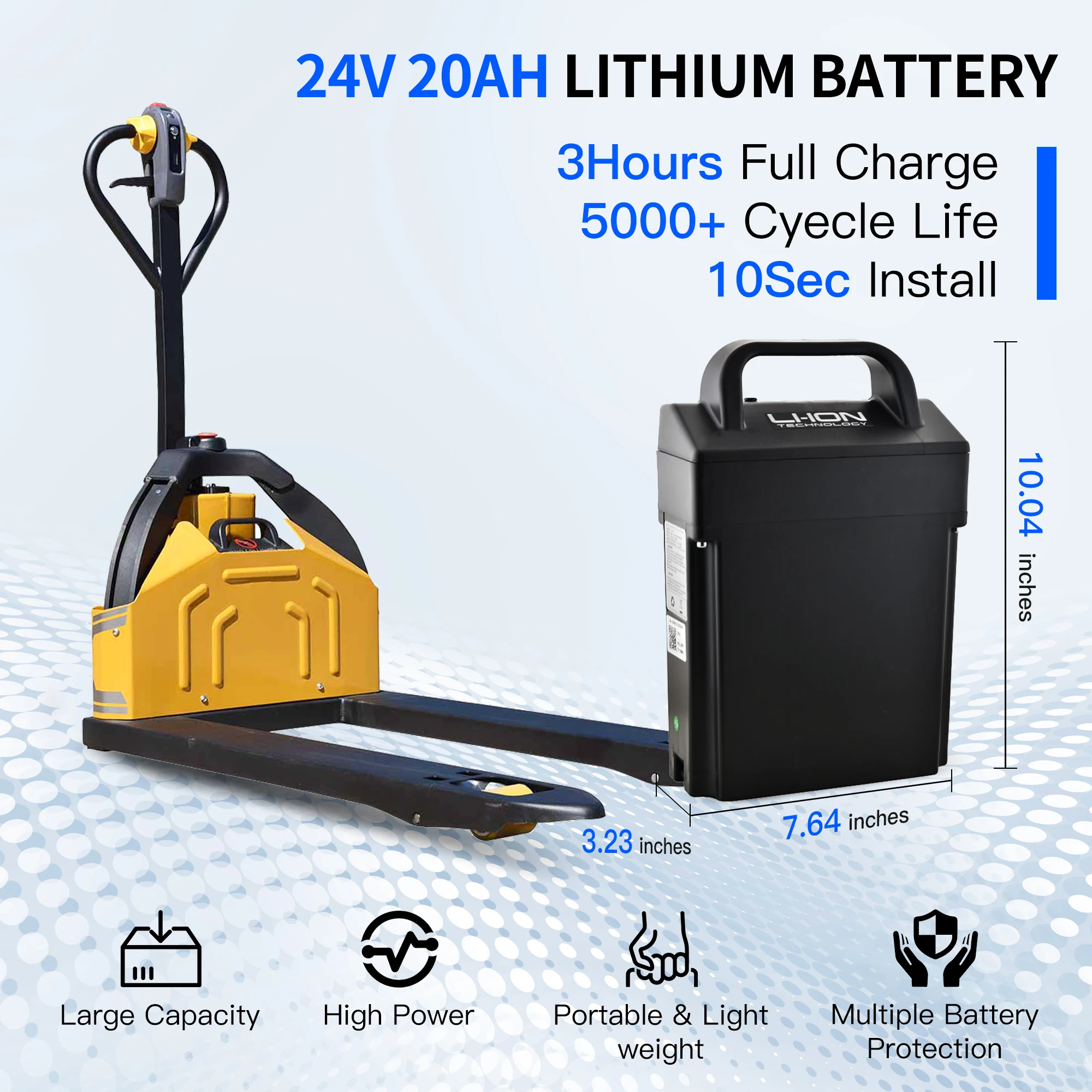 Lithium Battery EL20_U for Big Joe LPT26 LPT33 T40 EP Pallet Truck Jack 24V 20Ah
Lithium Battery EL20_U for Big Joe LPT26 LPT33 T40 EP Pallet Truck Jack 24V 20Ah