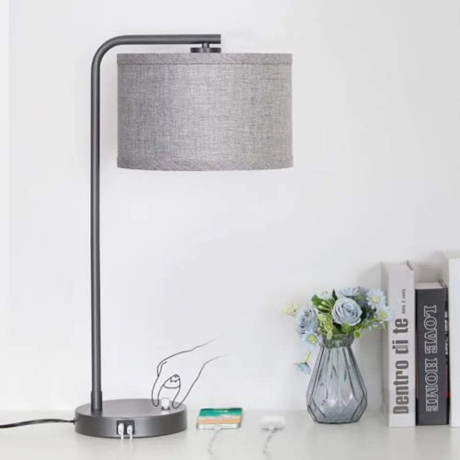Bedside Lamp with USB C+A Charging Ports, Fully Dimmable Modern Nightstand Lamp with Grey Fabric Shade, Tall Reading Lamp Desk
Bedside Lamp with USB C+A Charging Ports, Fully Dimmable Modern Nightstand Lamp with Grey Fabric Shade, Tall Reading Lamp Desk