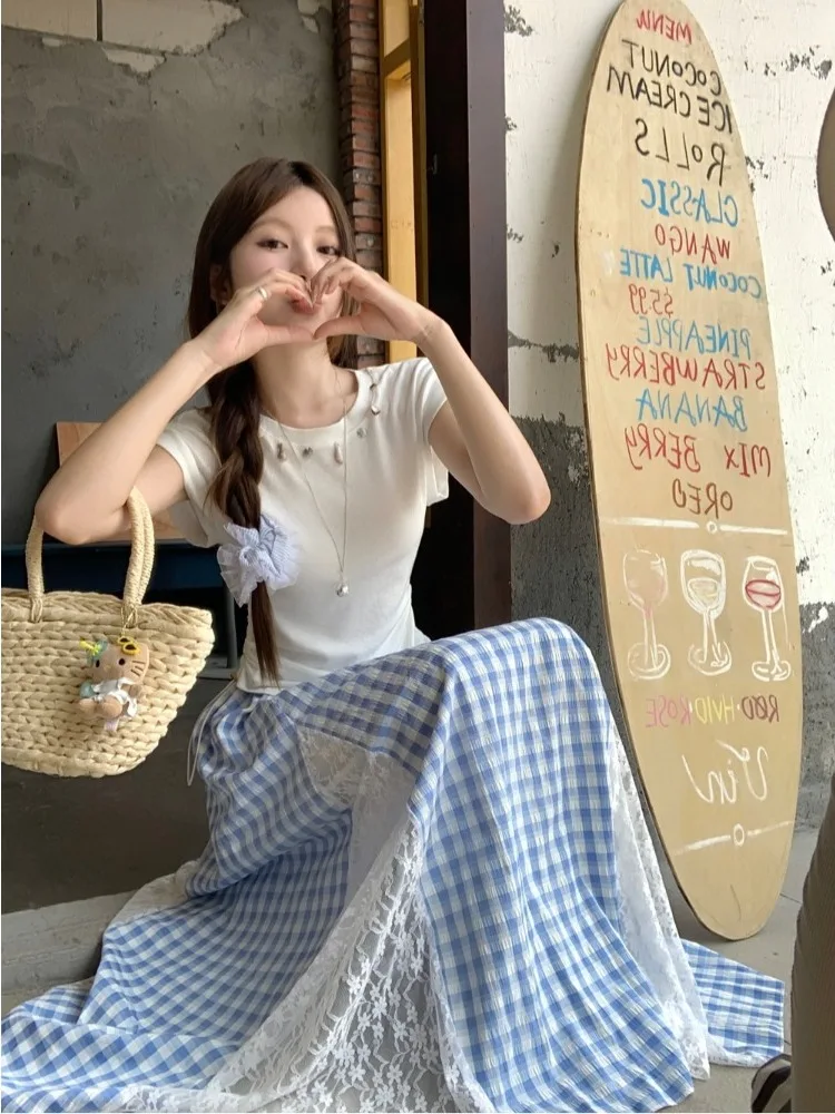 High Waist A-Line Skirt Asymmetrical Lace Blue Plaid plus Size Women's Summer 2026 Skin-Friendly Breathable Skirt
High Waist A-Line Skirt Asymmetrical Lace Blue Plaid plus Size Women's Summer 2026 Skin-Friendly Breathable Skirt