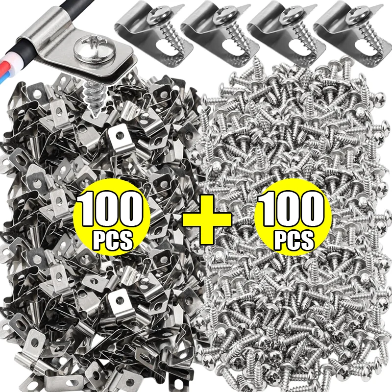10-100Set Fence Wire Clamp Agricultural Fencing Mounting Clips Stainless Steel Cable Clamps Garden Fixing Fastener with Screws
10-100Set Fence Wire Clamp Agricultural Fencing Mounting Clips Stainless Steel Cable Clamps Garden Fixing Fastener with Screws
