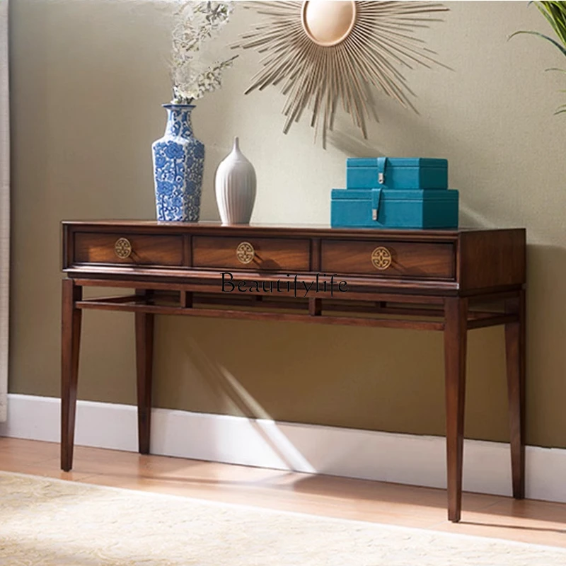 New Chinese style porch table European style porch table solid wood against the wall
New Chinese style porch table European style porch table solid wood against the wall