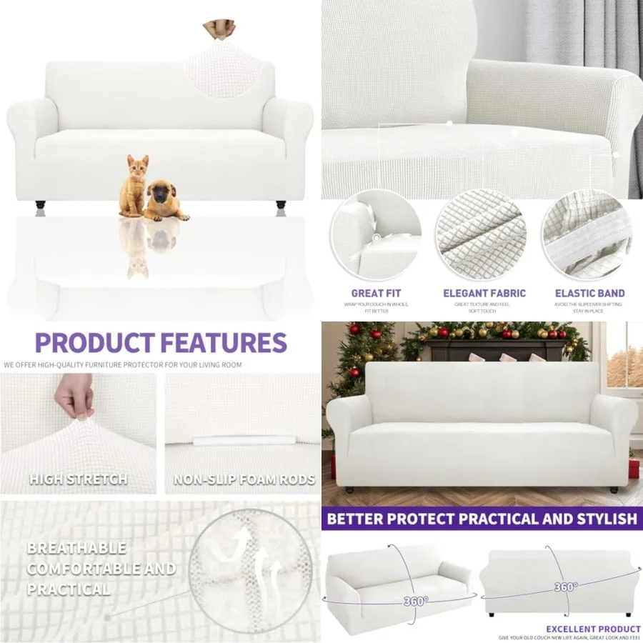Super Stretch Couch Cover 72-92 Universal Sofa Covers with Elastic Bottom, Dog Cat Pets Friendly Washable Furniture Protector F
Super Stretch Couch Cover 72-92 Universal Sofa Covers with Elastic Bottom, Dog Cat Pets Friendly Washable Furniture Protector F