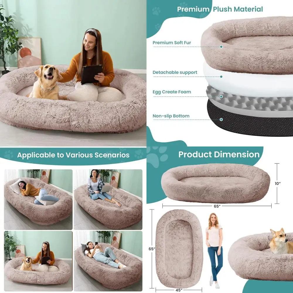 Уютная плюшевая лежанка для взрослых и собак с пеной Egg Crate, нескользящим основанием и съемным чехлом – идеальна для отдыха и сна, коричневая
Уютная плюшевая лежанка для взрослых и собак с пеной Egg Crate, нескользящим основанием и съемным чехлом – идеальна для отдыха и сна, коричневая