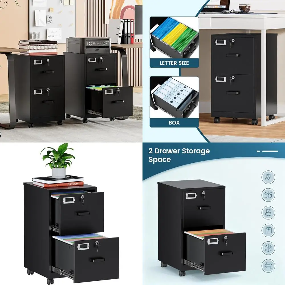 Lockable Metal File Cabinet for Home Office, Under Desk Storage, A4/Letter Size (Black) - Assembly Required
Lockable Metal File Cabinet for Home Office, Under Desk Storage, A4/Letter Size (Black) - Assembly Required