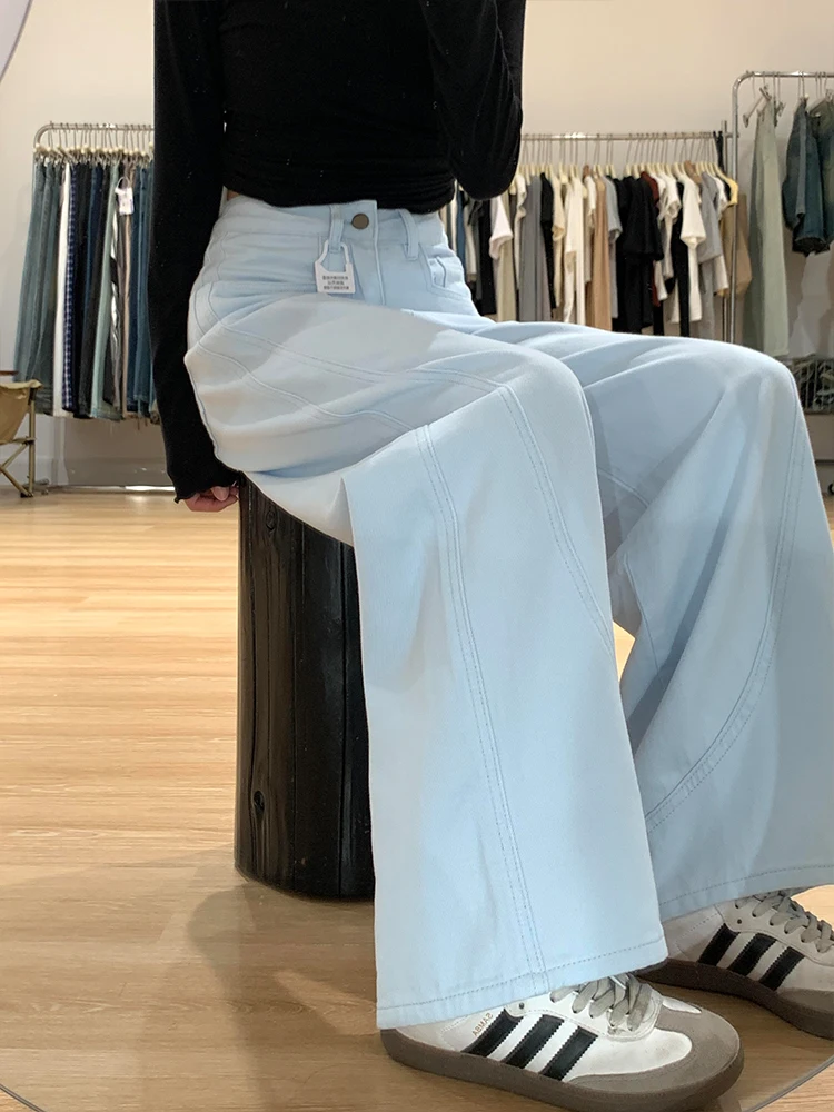 High Waist Wide Leg Blue Jeans Women's Summer New Style Slimming Drapey Straight Floor-Length Pants Retro Washed Denim Skinnies
High Waist Wide Leg Blue Jeans Women's Summer New Style Slimming Drapey Straight Floor-Length Pants Retro Washed Denim Skinnies