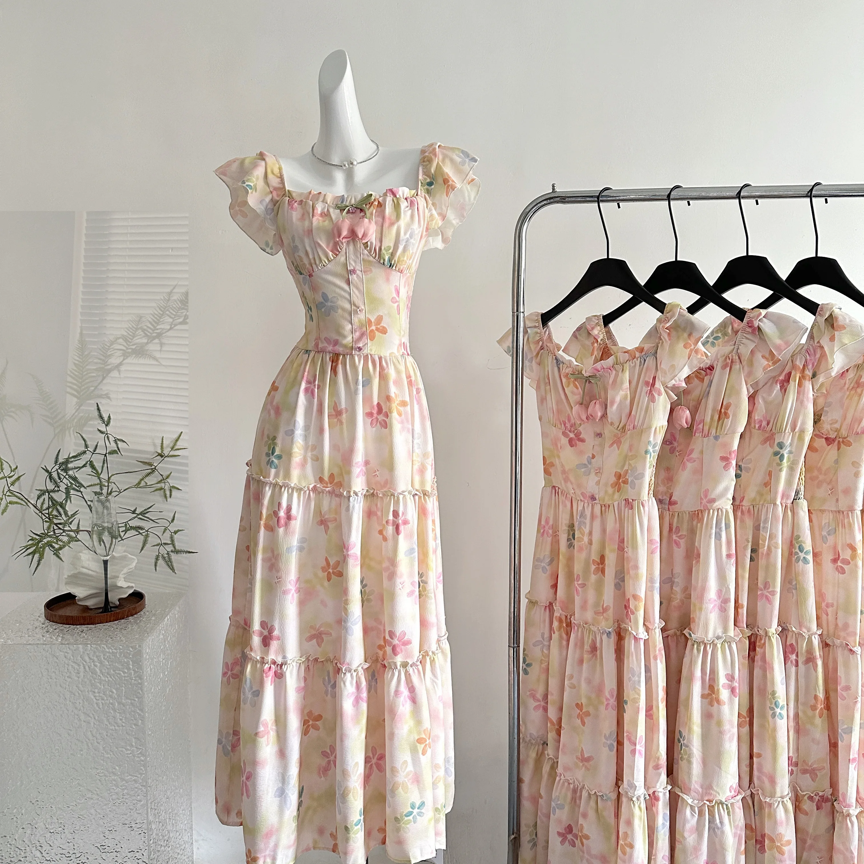 Summer Women Boho Style Birthday Cami Dress Maxi Frock Evening Shoujo Backless One-Piece Party Floral Pattern Prom Gown Gyaru
Summer Women Boho Style Birthday Cami Dress Maxi Frock Evening Shoujo Backless One-Piece Party Floral Pattern Prom Gown Gyaru