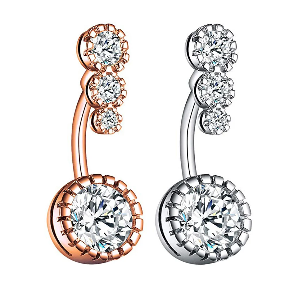 2Pcs Belly Button Ring Stainless Steel Zircon Inlaid Fashion Body Piercing Jewelry for Women Girls Silver and Rose Gold
2Pcs Belly Button Ring Stainless Steel Zircon Inlaid Fashion Body Piercing Jewelry for Women Girls Silver and Rose Gold