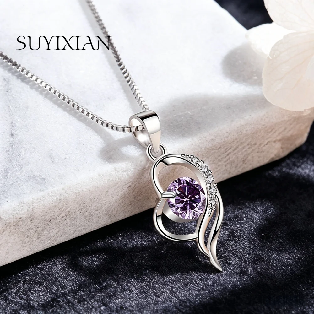 925 Sterling Silver Fashion Feminine Love Zircon Pendant Necklace Birthday Party Anniversary Gift Women's Jewelry
925 Sterling Silver Fashion Feminine Love Zircon Pendant Necklace Birthday Party Anniversary Gift Women's Jewelry