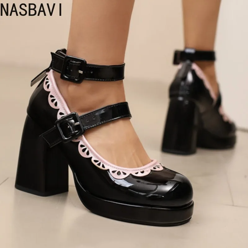 NASBAVI Fashion Ankle Strap Platform Pumps Women Pu Leather Square Toe Mary Jane Shoes Woman Goth Thick High Heels Shoes Ladies
NASBAVI Fashion Ankle Strap Platform Pumps Women Pu Leather Square Toe Mary Jane Shoes Woman Goth Thick High Heels Shoes Ladies