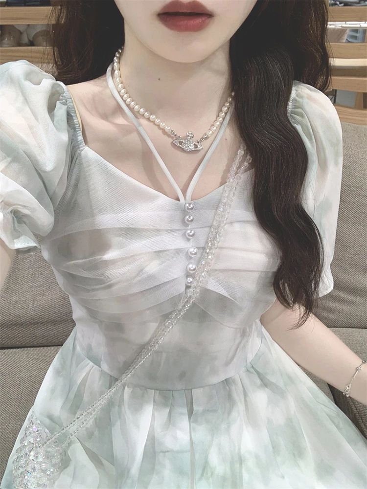 Floral Print Dress Women's Summer A-Line Skirt Waist-Cinching Sweet Fairy Gentle Style First Love Dress Girl Sensation
Floral Print Dress Women's Summer A-Line Skirt Waist-Cinching Sweet Fairy Gentle Style First Love Dress Girl Sensation