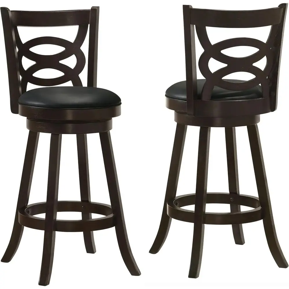 Set of 2 Swivel Bar Stools - Wooden, Padded Seats, Geometric Backs, 30-Inch, Puccino Finish
Set of 2 Swivel Bar Stools - Wooden, Padded Seats, Geometric Backs, 30-Inch, Puccino Finish