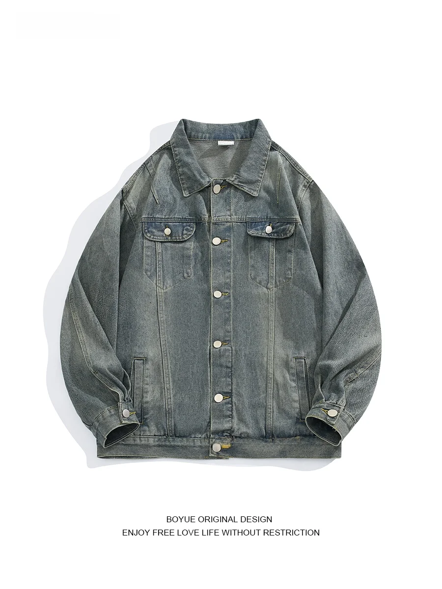 Boyue Retro Waed Denim Jaet Men's Spring Autumn High Street adient Workwear Coat Youth Faion Loose Fit Single Button
Boyue Retro Waed Denim Jaet Men's Spring Autumn High Street adient Workwear Coat Youth Faion Loose Fit Single Button