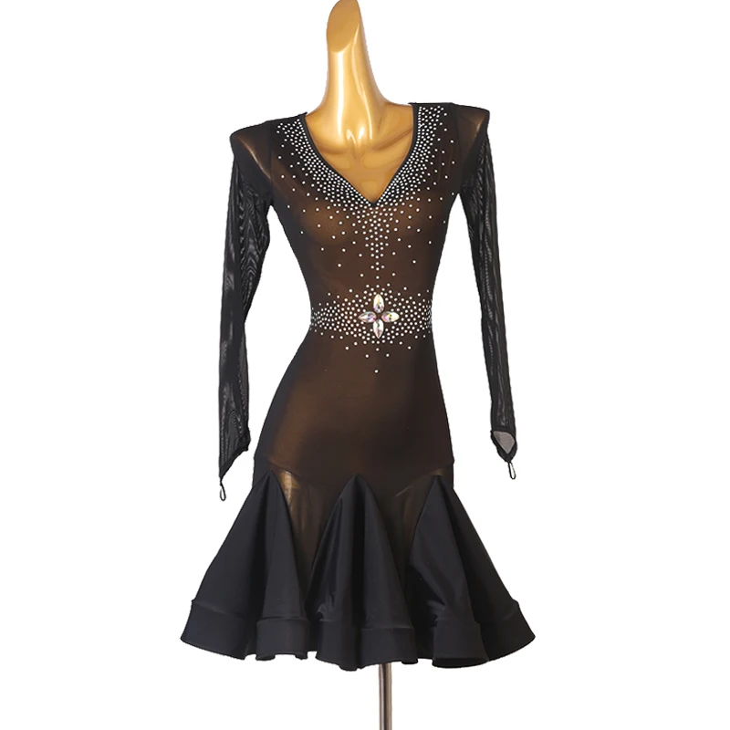 Custom made Newest Latin dance Dress Adult Rumba Chacha dance dress performance competition long sleeves dress
Custom made Newest Latin dance Dress Adult Rumba Chacha dance dress performance competition long sleeves dress