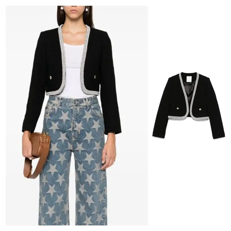 Fashionable Pearl Jacket Short Elegant Woolen Coat Straight Cut Style V-Neck Long Sleeve Polyester Fiber Chinese Production
Fashionable Pearl Jacket Short Elegant Woolen Coat Straight Cut Style V-Neck Long Sleeve Polyester Fiber Chinese Production