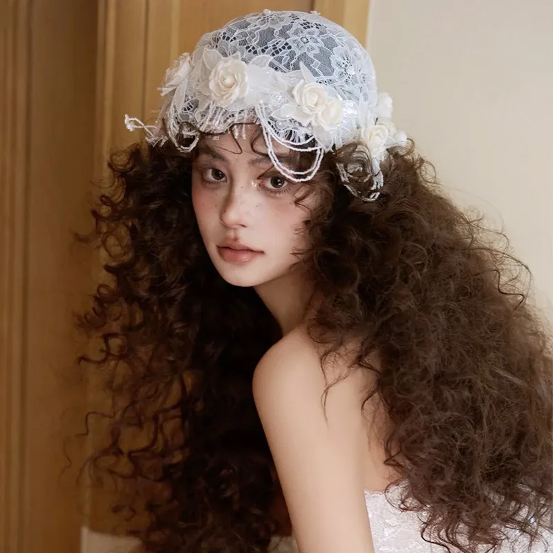 Maillard bride new lace gauze hat French retro flower bald hat toasting dress accessories
Maillard bride new lace gauze hat French retro flower bald hat toasting dress accessories