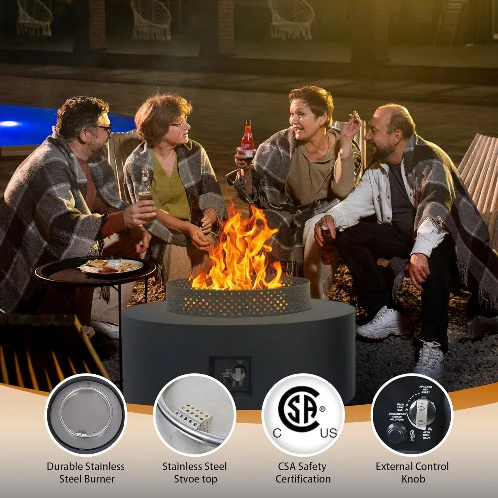 3-Piece Outdoor Fire Pit Table, 32 Inch Propane Fire Table 65,000 BTU Black Round Gas Firepit, Baking Sheet
3-Piece Outdoor Fire Pit Table, 32 Inch Propane Fire Table 65,000 BTU Black Round Gas Firepit, Baking Sheet