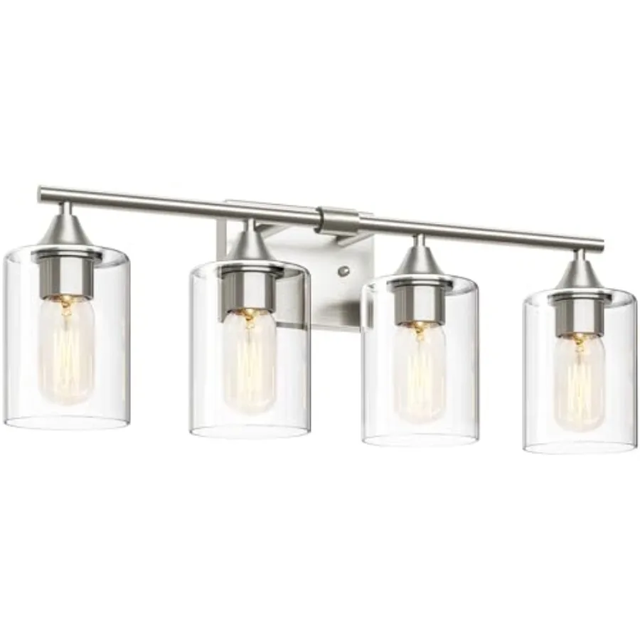 4-Light Bathroom Light FixturesBrushed Nickel Vanity Lighting Fixtures Modern Wall Lighting Sconces for Mirror Bedroom Living R
4-Light Bathroom Light FixturesBrushed Nickel Vanity Lighting Fixtures Modern Wall Lighting Sconces for Mirror Bedroom Living R