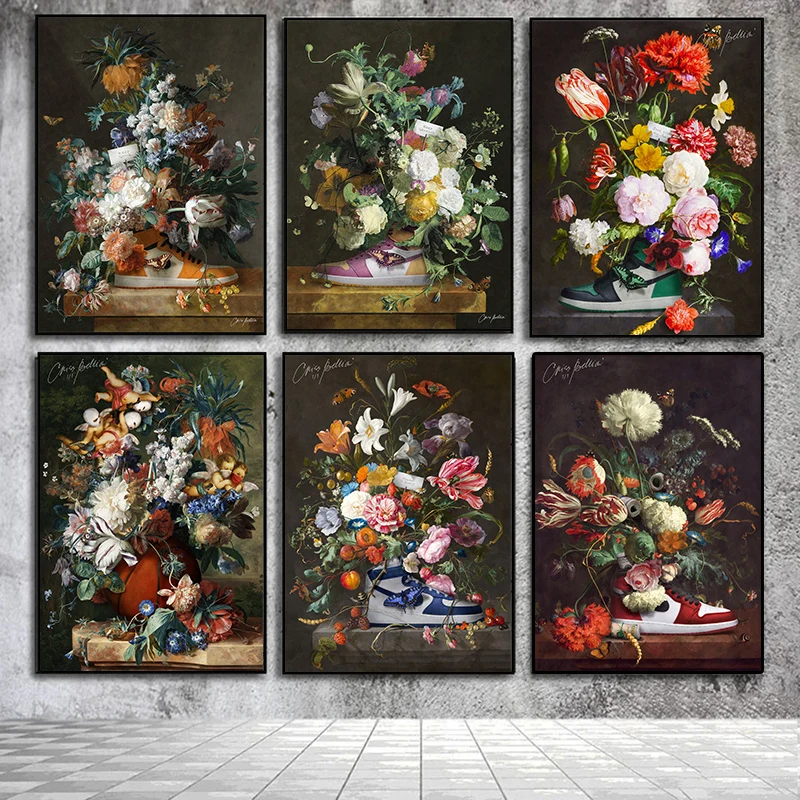 Vintage Still Life Flowers In Sneaker Shoes Poster Print Canvas Painting Fashion Wall Art For Modern Living Room Home Decor
Vintage Still Life Flowers In Sneaker Shoes Poster Print Canvas Painting Fashion Wall Art For Modern Living Room Home Decor
