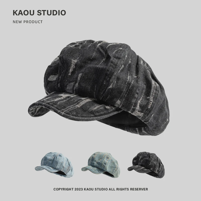 Denim Beret Women's Face a Little Retro Washing Cap Spring and Autumn Leisure Korean Style Octagonal Cap Fashion
Denim Beret Women's Face a Little Retro Washing Cap Spring and Autumn Leisure Korean Style Octagonal Cap Fashion