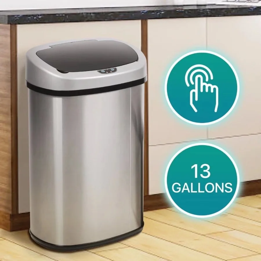Kitchen Trash Can 13 Gallon Garbage Can Automatic Sensor Waste Bin Touchless Stainless Steel Trash Can with Lid for Home Bathro
Kitchen Trash Can 13 Gallon Garbage Can Automatic Sensor Waste Bin Touchless Stainless Steel Trash Can with Lid for Home Bathro