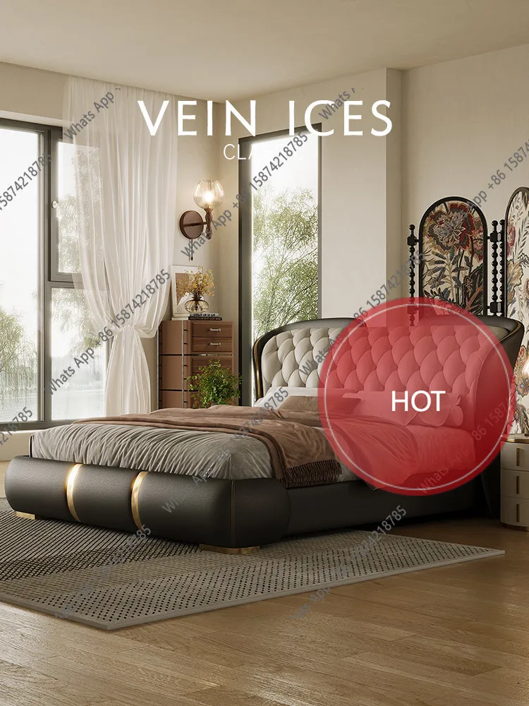 G French American Retro Style Light Luxury First-layer Cowhide Leather Bed Master Bedroom Pull Buckle Big Rely On Bag Bed Marri
G French American Retro Style Light Luxury First-layer Cowhide Leather Bed Master Bedroom Pull Buckle Big Rely On Bag Bed Marri