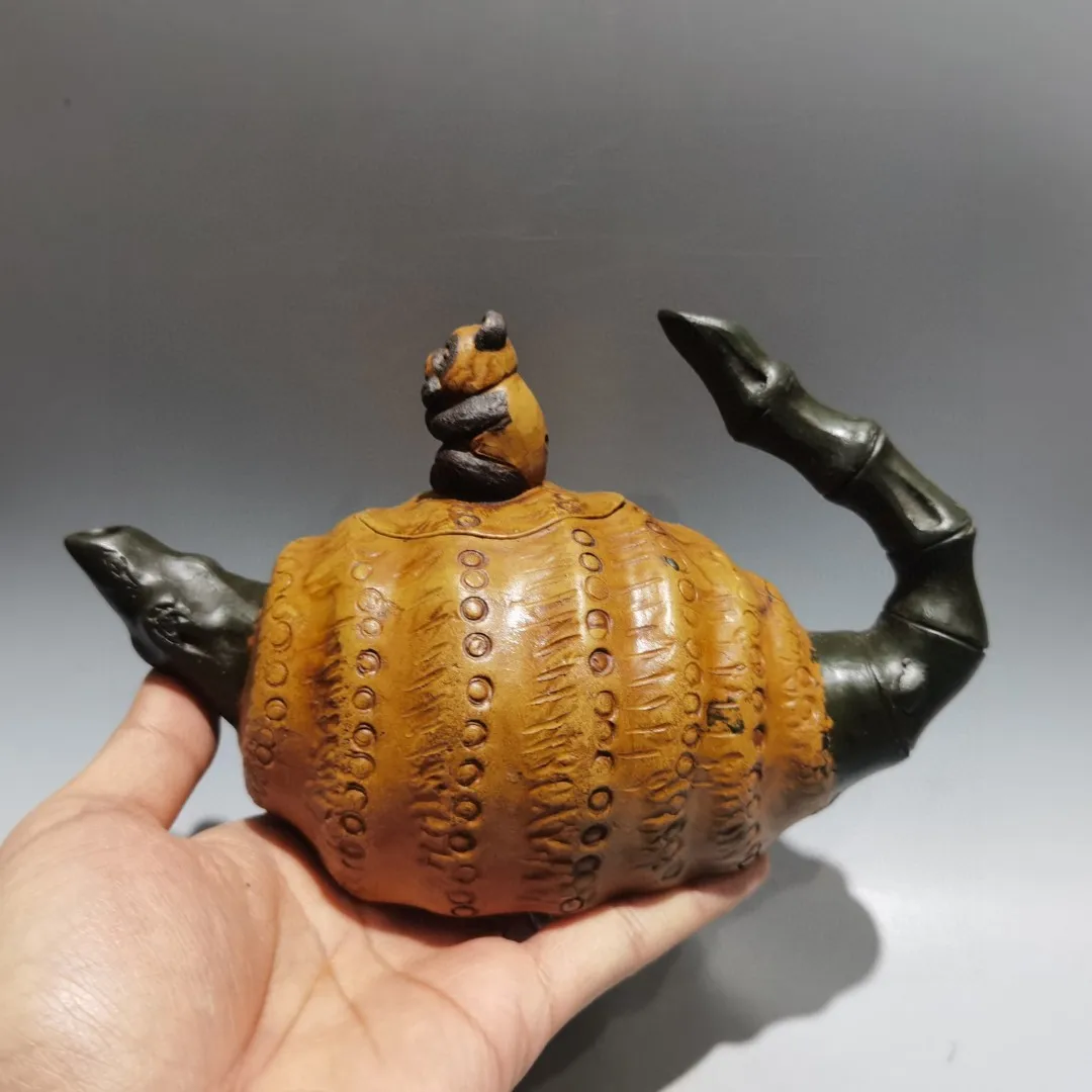 8"Chinese Yixing Purple Clay Pot Panda Statue Cover Bamboo leaf Bamboo Shoot Pot Teapot kettle Ornaments Gather fortune
8"Chinese Yixing Purple Clay Pot Panda Statue Cover Bamboo leaf Bamboo Shoot Pot Teapot kettle Ornaments Gather fortune