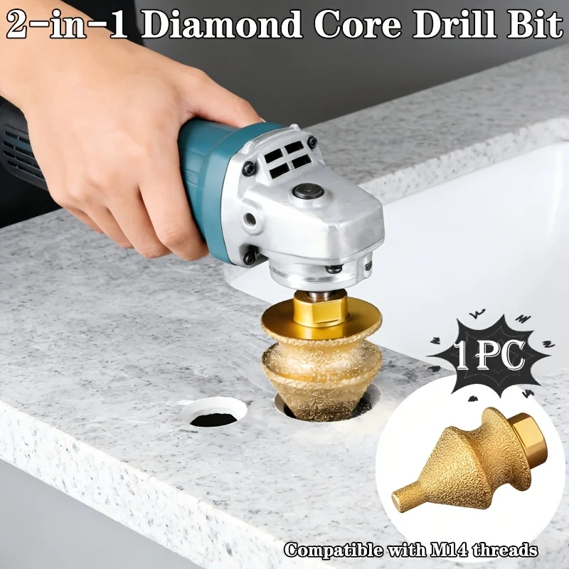 M14 Industrial Thread Diamond Hole Cutter 2-in-1 Chamfering Trimming Tool Reusable Drill Bit for Countertop Tile Marble Glass Po
M14 Industrial Thread Diamond Hole Cutter 2-in-1 Chamfering Trimming Tool Reusable Drill Bit for Countertop Tile Marble Glass Po