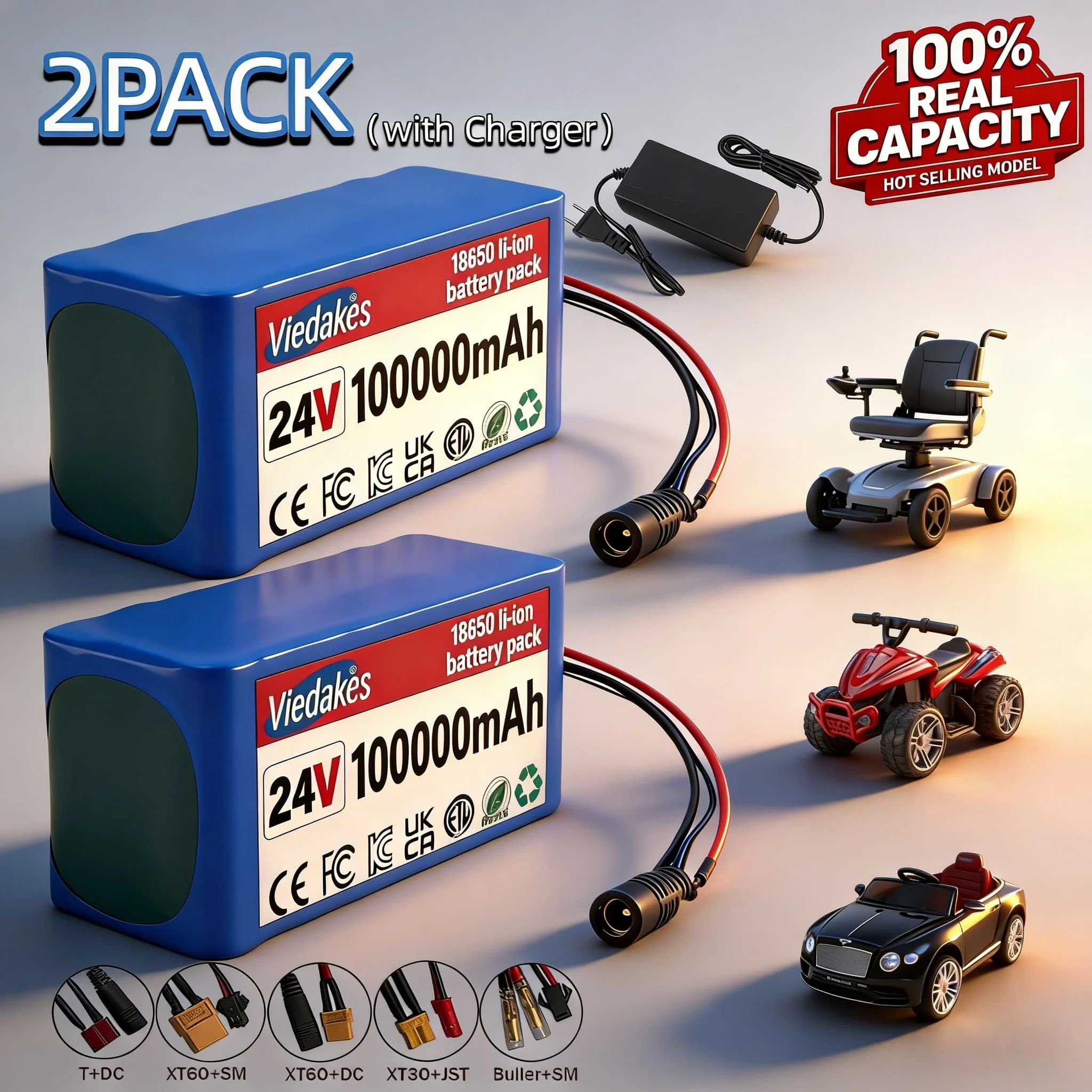 Stable Performance 7S3P 18650 Rechargeable Battery with BMS 24V 100Ah 29.4V with Charger for Electric Wheelchair Toy Car Scooter
Stable Performance 7S3P 18650 Rechargeable Battery with BMS 24V 100Ah 29.4V with Charger for Electric Wheelchair Toy Car Scooter