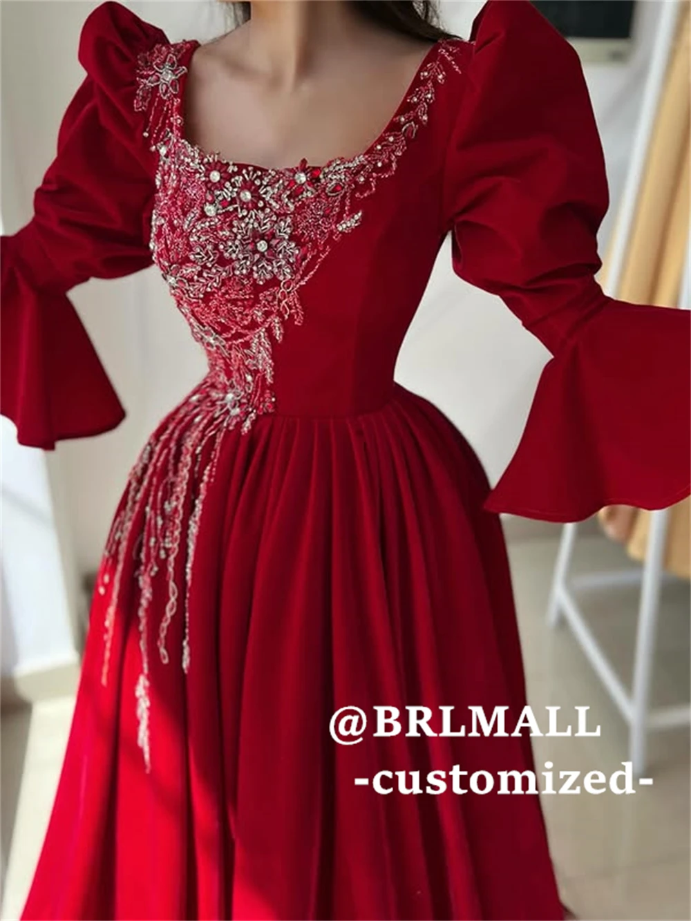BRLMALL Traditional Maxi Formal Dress for Women - Long Flare Sleeves Evening Dresses with Beaded Floral Appliques - Customized
BRLMALL Traditional Maxi Formal Dress for Women - Long Flare Sleeves Evening Dresses with Beaded Floral Appliques - Customized