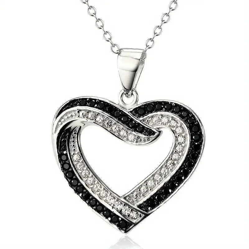 Heart Necklace with Black & White Synthetic Zirconia - Elegant April Birthstone Jewelry Gift Suitable teacher appreciation gifts
Heart Necklace with Black & White Synthetic Zirconia - Elegant April Birthstone Jewelry Gift Suitable teacher appreciation gifts
