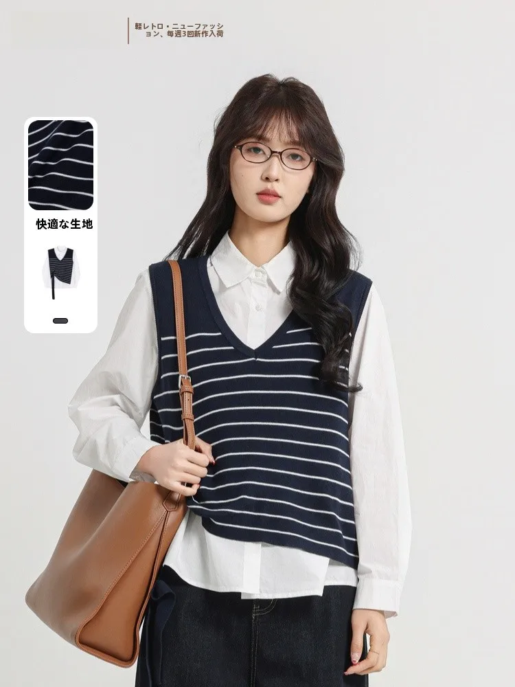 Комплект из двух предметов Memory's Start: полосатая рубашка и жилет, весна 2026, повседневный свободный крой, длинный рукав, хлопок, женская мода
Комплект из двух предметов Memory's Start: полосатая рубашка и жилет, весна 2026, повседневный свободный крой, длинный рукав, хлопок, женская мода