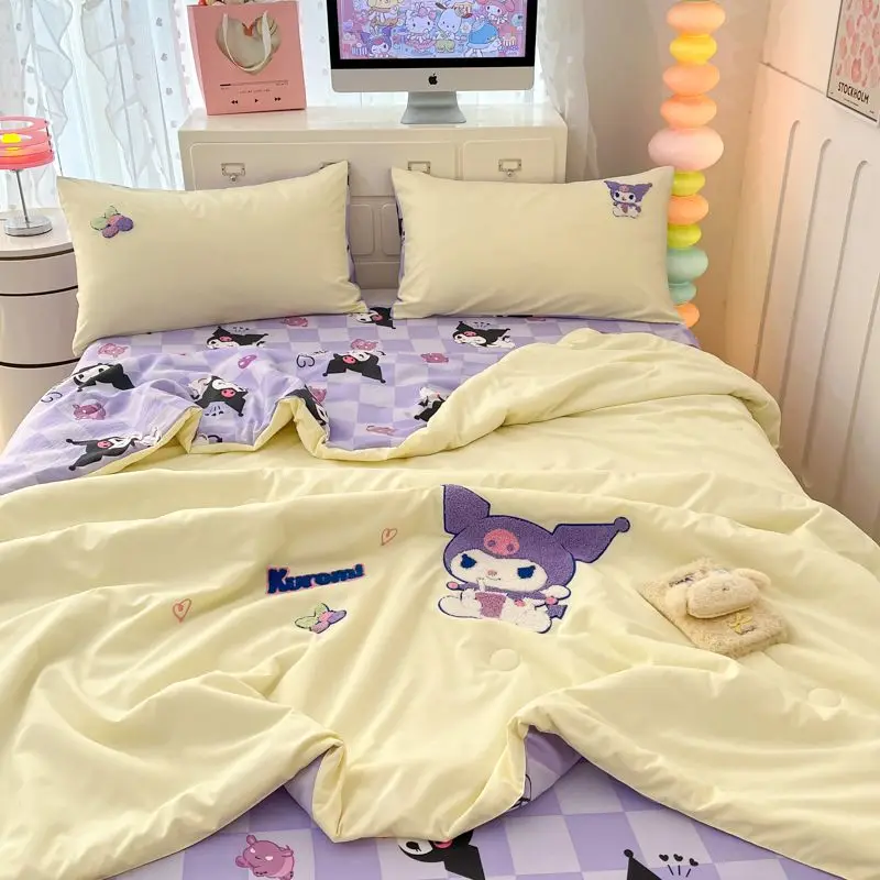Sanrio Kuromi Anime Kawaii Ins Fashion Soft Cool Quilt Bed Four-piece Set Cute Cartoon Embroidery Thin Bed Cover Gifts
Sanrio Kuromi Anime Kawaii Ins Fashion Soft Cool Quilt Bed Four-piece Set Cute Cartoon Embroidery Thin Bed Cover Gifts