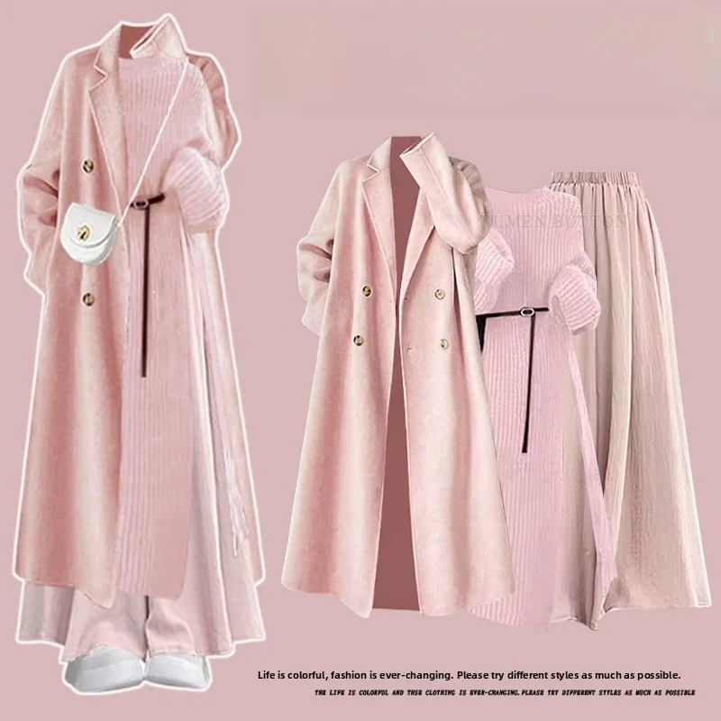 Korean Style Autumn Winter Knitted Long Sweater And Casual Pants Three Piece Set for Women with Slit Design Fashionable And V...
Korean Style Autumn Winter Knitted Long Sweater And Casual Pants Three Piece Set for Women with Slit Design Fashionable And V...