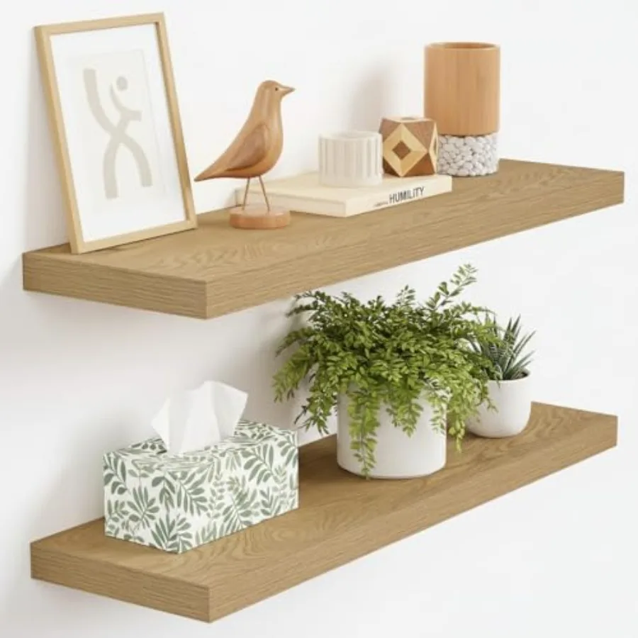 24 Inch Floating Shelves for Bathroom Living Room Kitchen Bedroom Office Farmhouse Decor Set of 2 Oak Wood Natural Brown Space-
24 Inch Floating Shelves for Bathroom Living Room Kitchen Bedroom Office Farmhouse Decor Set of 2 Oak Wood Natural Brown Space-