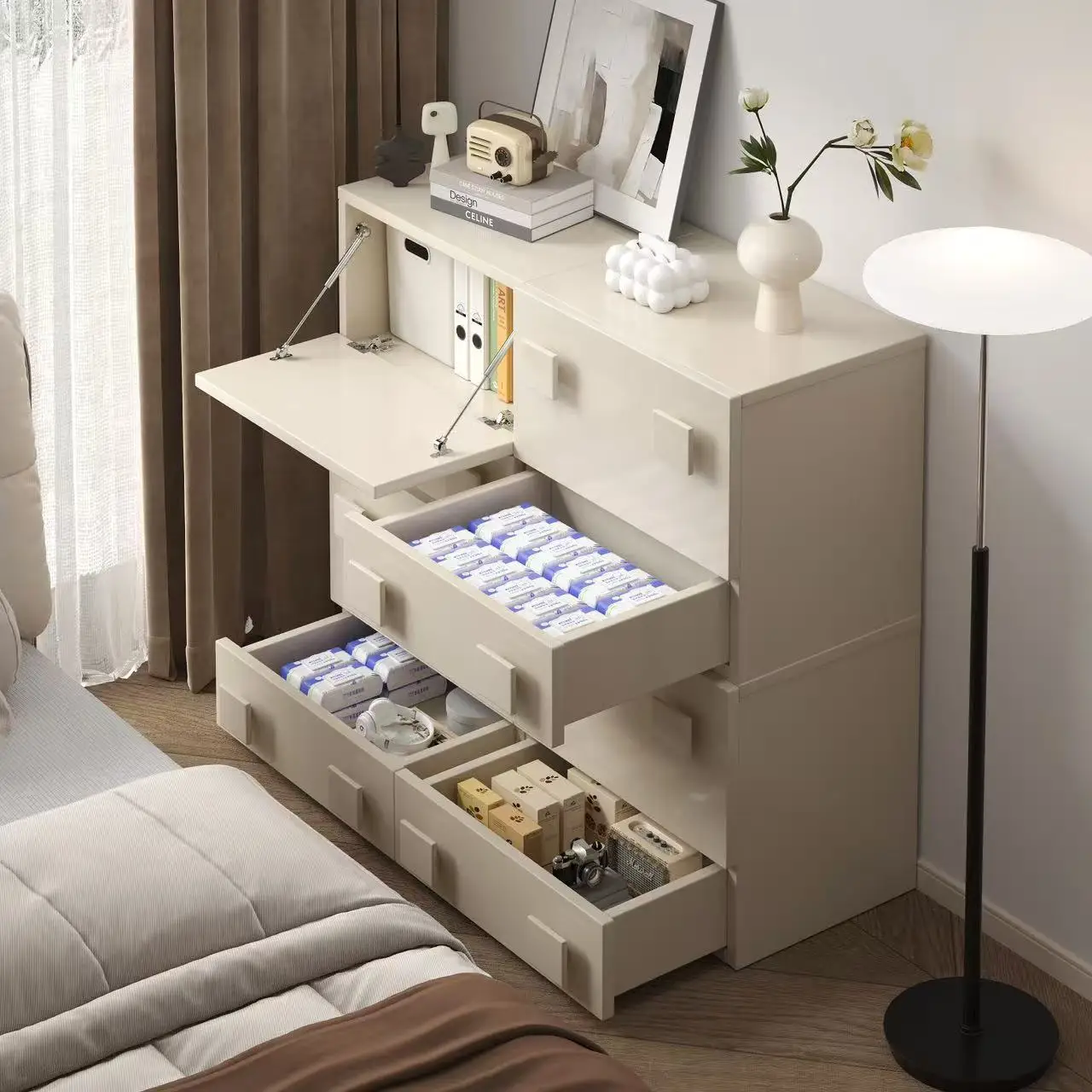 Chest of drawers, bedroom, cream style card door cabinet, floor-to-ceiling living room, high-end storage
Chest of drawers, bedroom, cream style card door cabinet, floor-to-ceiling living room, high-end storage