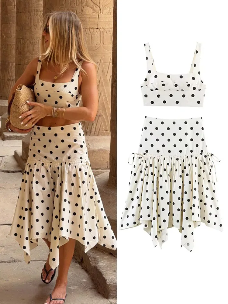 HH Women's Elegant Polka Dots Zipper Laminated Short Top+Bow Asymmetry Solid Midi Skirt Casual Sleeveless Summer Two Piece Set
HH Women's Elegant Polka Dots Zipper Laminated Short Top+Bow Asymmetry Solid Midi Skirt Casual Sleeveless Summer Two Piece Set