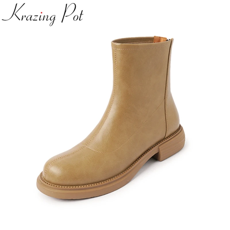Krazing Pot Cow Split Leather Med Heels Solid Round Toe Size 40 Chelsea Boots Back Zipper Warm Winter Shoes Elegant Ankle Boots
Krazing Pot Cow Split Leather Med Heels Solid Round Toe Size 40 Chelsea Boots Back Zipper Warm Winter Shoes Elegant Ankle Boots