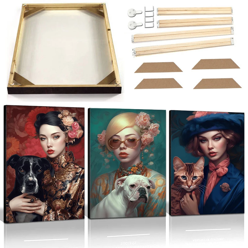 Rich Woman with Dog Wall Art Canvas Painting with Frame Flowers Woman Pet Dog Luxury Poster Abstract Figure Animal Picture Decor
Rich Woman with Dog Wall Art Canvas Painting with Frame Flowers Woman Pet Dog Luxury Poster Abstract Figure Animal Picture Decor