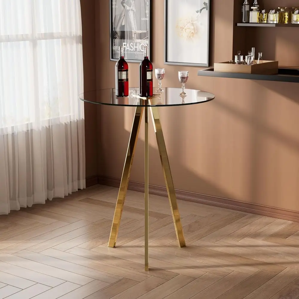 Round Bar Table, 37.4 High, 31 Small Cocktail Table, Metal Base, Glass Top, Ideal for Small Spaces, Bistro Pub, Gold
Round Bar Table, 37.4 High, 31 Small Cocktail Table, Metal Base, Glass Top, Ideal for Small Spaces, Bistro Pub, Gold
