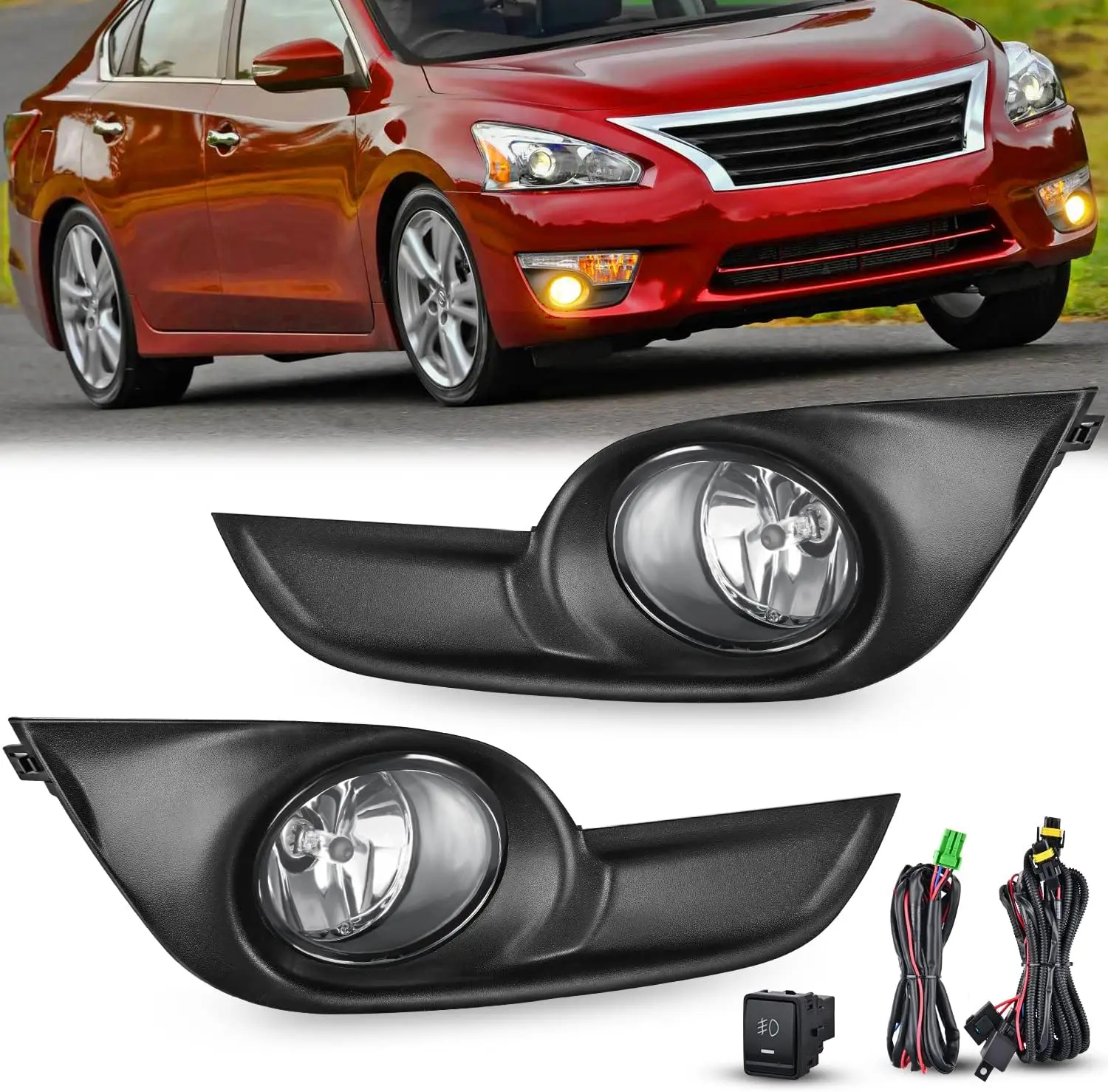 Nilight Fog Light Assembly Compatible with 2013 2014 2015 Nissan Altima Clear Lens w/H11 12V 55W Bulbs Professional Car Light Replacement Parts 3300K Fog Lights
Nilight Fog Light Assembly Compatible with 2013 2014 2015 Nissan Altima Clear Lens w/H11 12V 55W Bulbs Professional Car Light Replacement Parts 3300K Fog Lights