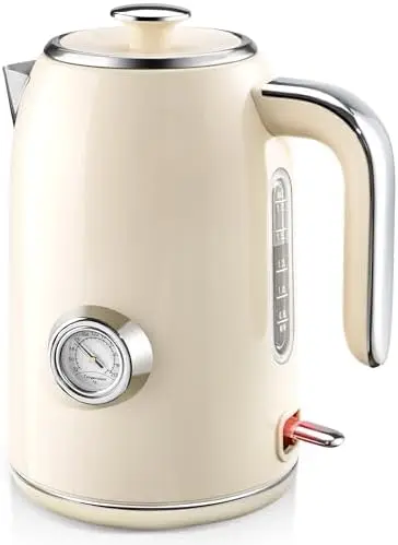 PUKOMC 1.7L Electric Kettle, 1500W Temp Gauge, Auto Shut-Off, BPA-Free, LED Light, Stainless Steel (Beige)
PUKOMC 1.7L Electric Kettle, 1500W Temp Gauge, Auto Shut-Off, BPA-Free, LED Light, Stainless Steel (Beige)