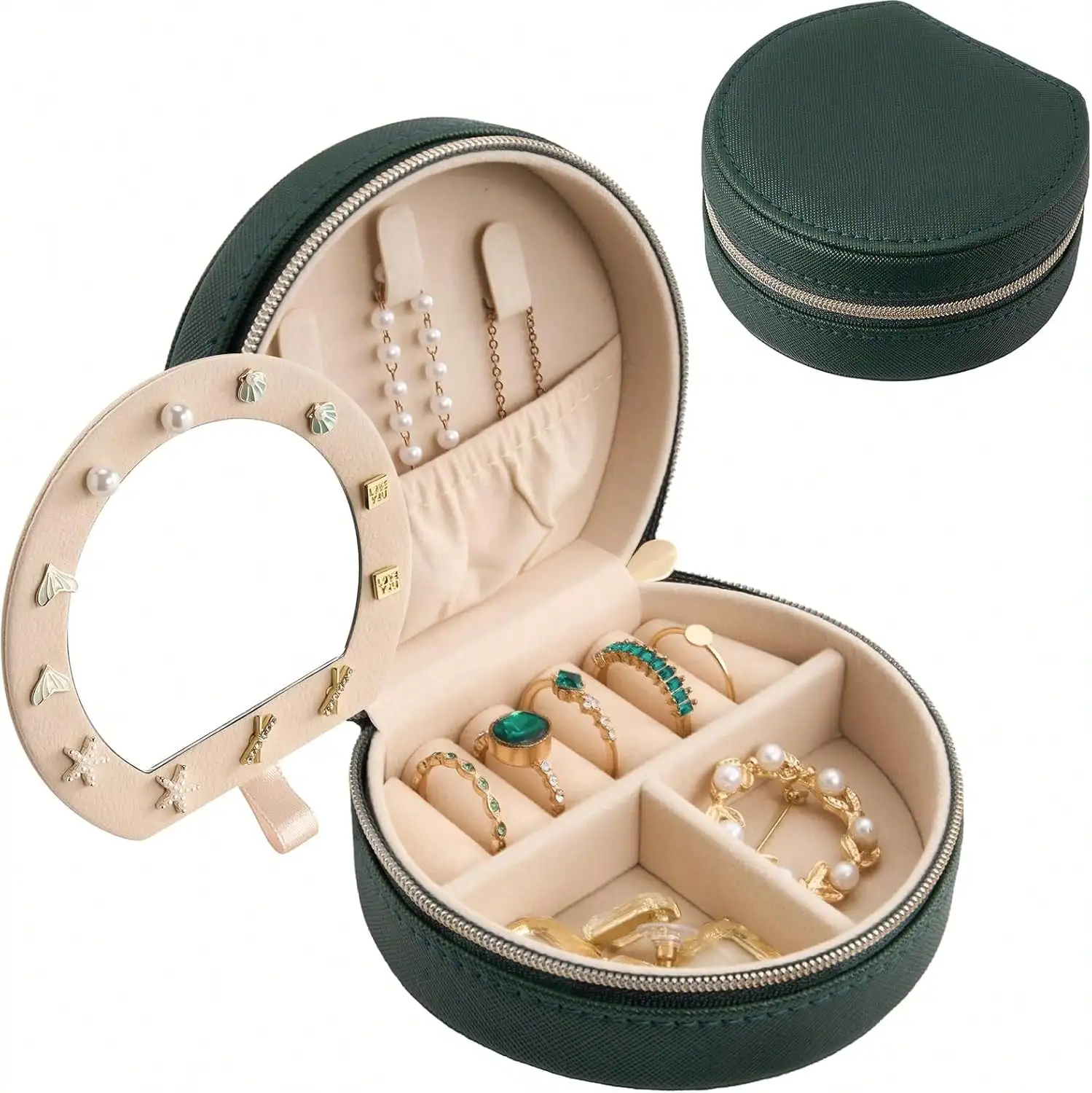 Travel Size Jewelry Box, Medium Portable Seashell-Shaped Jewelry, 2 Layer Jewelry Organizer In PU Leather Women -Black
Travel Size Jewelry Box, Medium Portable Seashell-Shaped Jewelry, 2 Layer Jewelry Organizer In PU Leather Women -Black